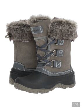 Khombu Slope Gray Suede Rubber Toe Lace Up Winter Snow Boots - Size 11
